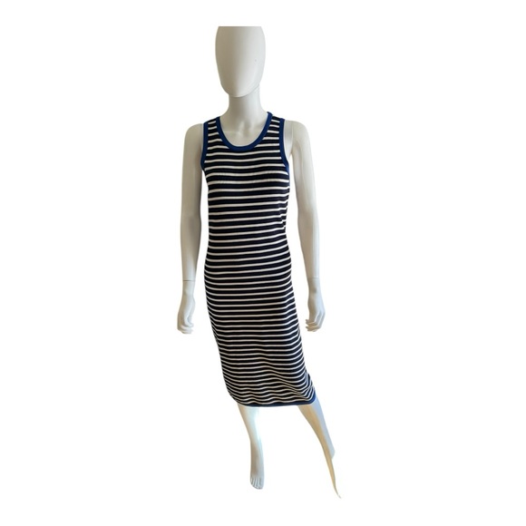Michael Kors Dresses & Skirts - Michael Kors Knit Striped Blue White Rib Knit Midi Dress Size Medium